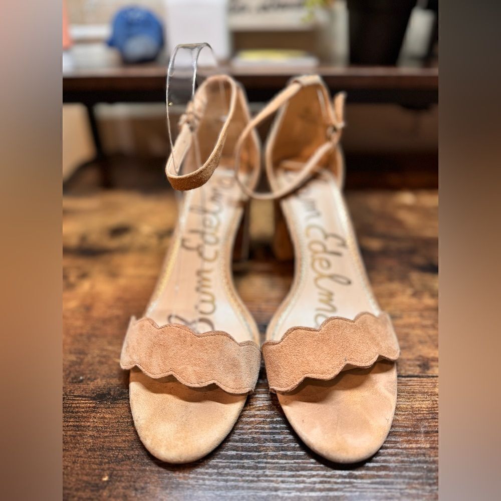 Sam Edelman Tan Suede Chunky Heels Size 9.5‎